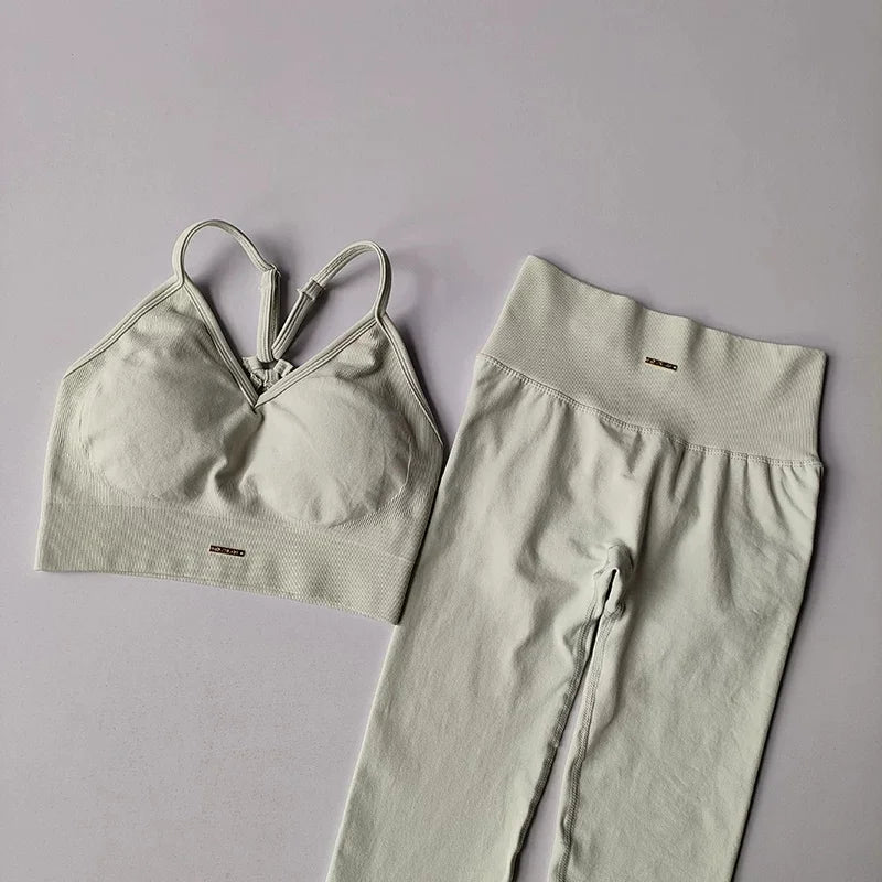 Seamless Yoga Set Padded Push Up Bra High Waist Butt Lift Leggings Breathable Gym Workout Suit