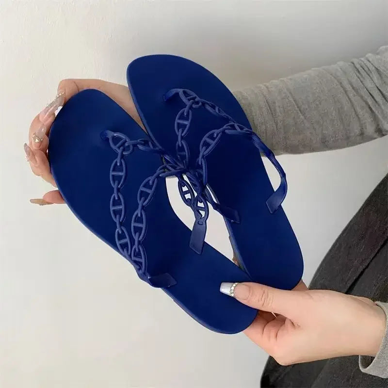 Summer Women Slippers Bow Flip Flops Rivet Flats Sandals Outdoor Transparent Crystal Beach Shoes Female Open Toe Shoes