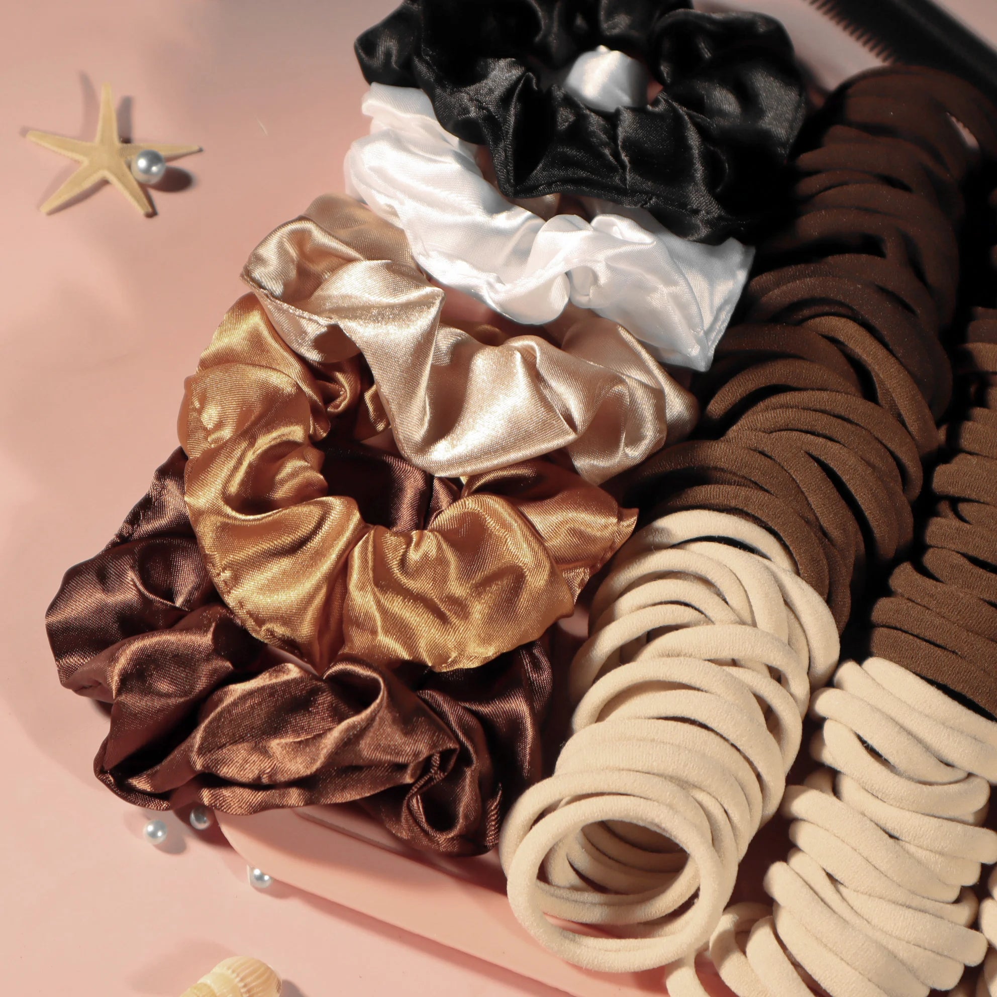 Hair Accessories for Woman Set Seamless Fashionable Brown Ponytail Holders Variety Hair Scrunchies HairBands Scrunchy Hair Ties