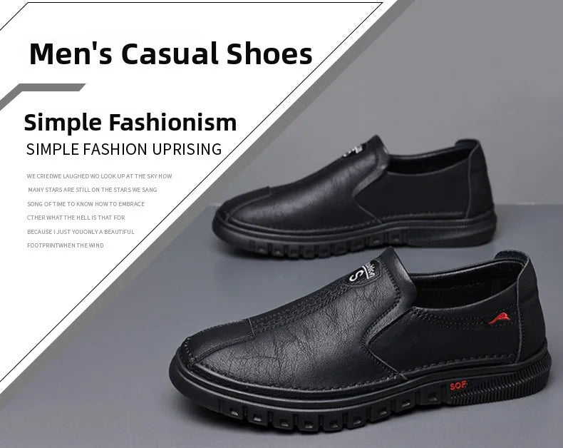 Men's Casual Breathable Leather Surface Shoes Soft Bottom Fashion Business Shoes for Middle-Aged And Elderly Fathers