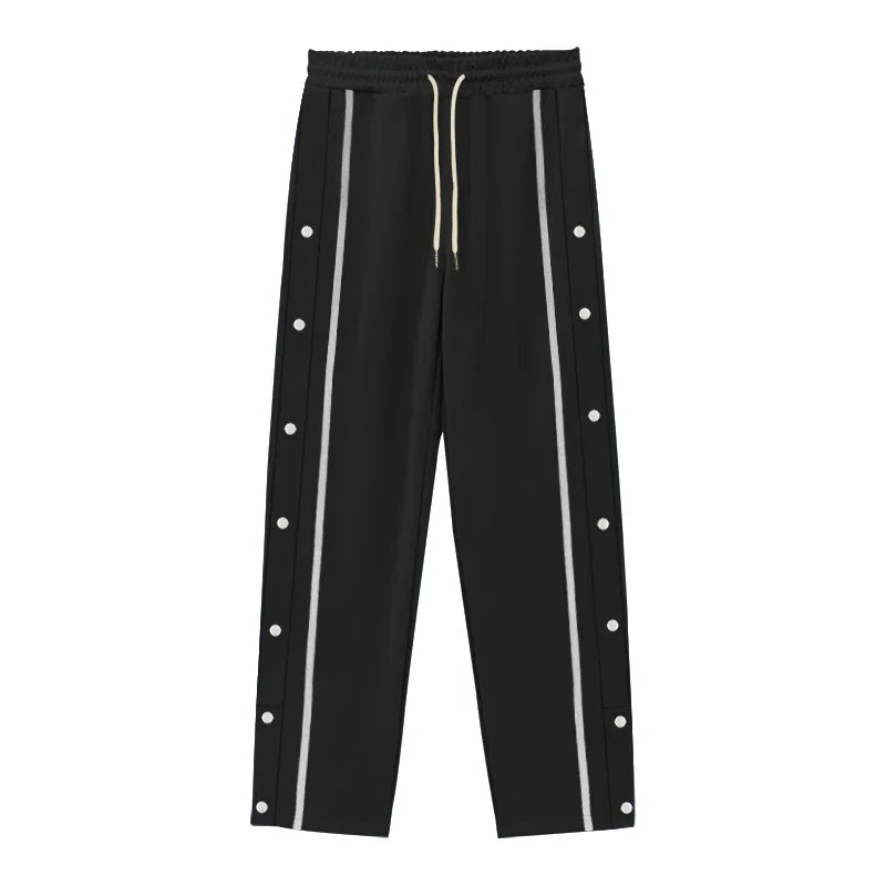 Spring and Autumn New Jacquard Long Pants Single breasted Patchwork Loose Large Casual Pants Versatile Sanitary Pants