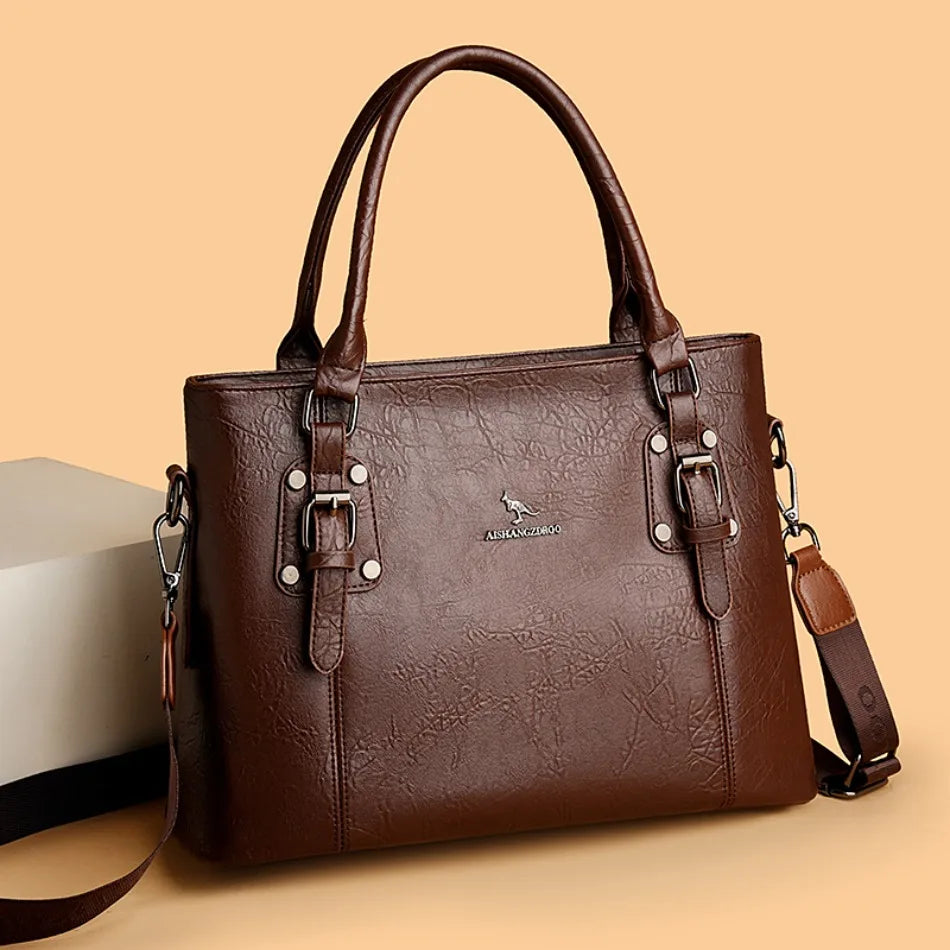 Genuine Brand Soft Pu Leather HandBags Designer Top-Handle Bags Shoulder Crossbody Bags for Women Large Capacity Casual Tote Sac