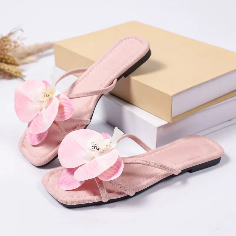 New Women Slip On Flower Slippers Comfort Daily Soft Sole Beach Vacation Slides 2026 Summer Ladies Concise Walking Shoes