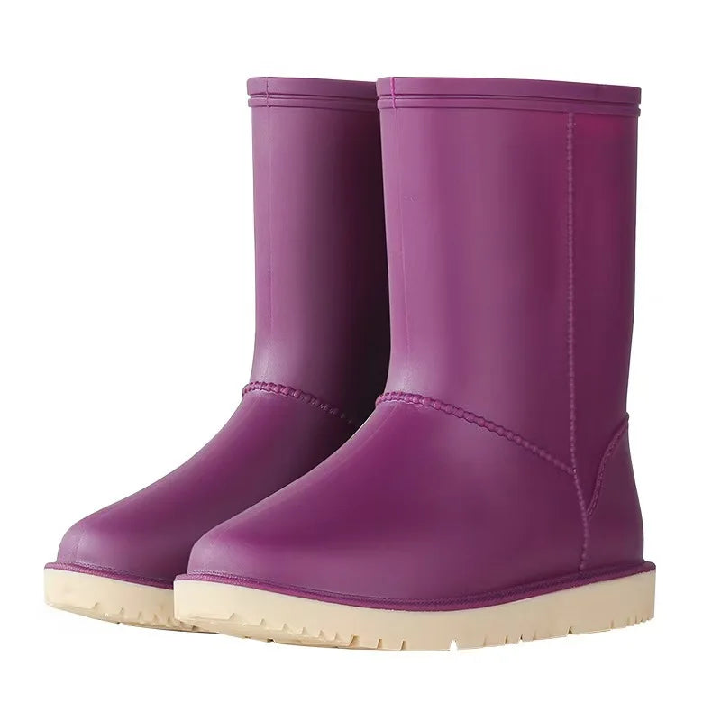 2025 New Women's Fashionable Low-Cut Soft-Soled Anti-Slip Rain Boots Waterproof Comfortable PVC Material for All Seasons