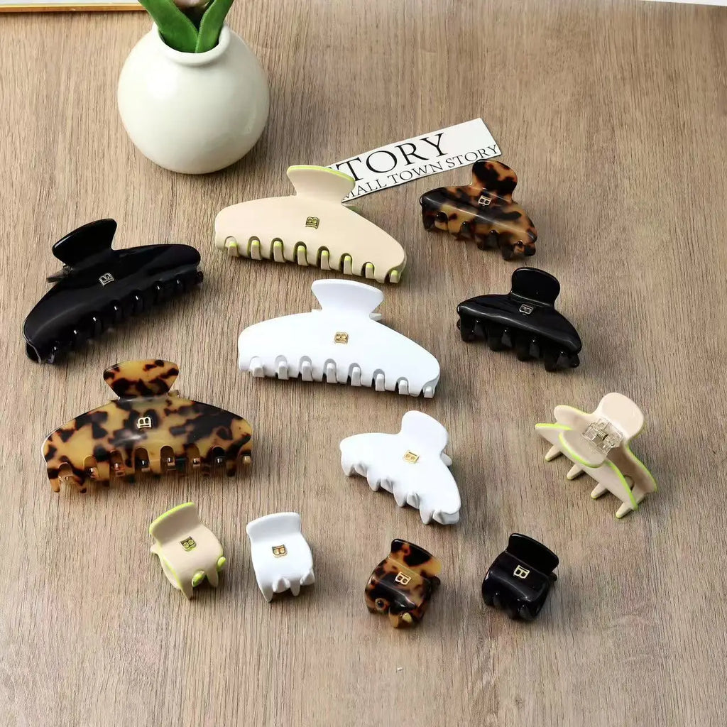Korean Version of Letter B Hairpin Acetic Acid Arc Grab Clip Girl High Ponytail Premium Hair Accessories Crab Hair Claws