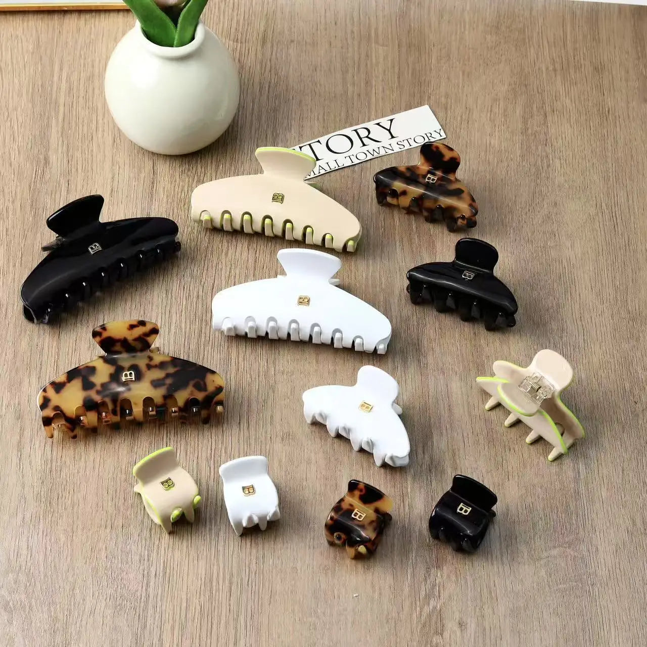 Korean Version of Letter B Hairpin Acetic Acid Arc Grab Clip Girl High Ponytail Premium Hair Accessories Crab Hair Claws