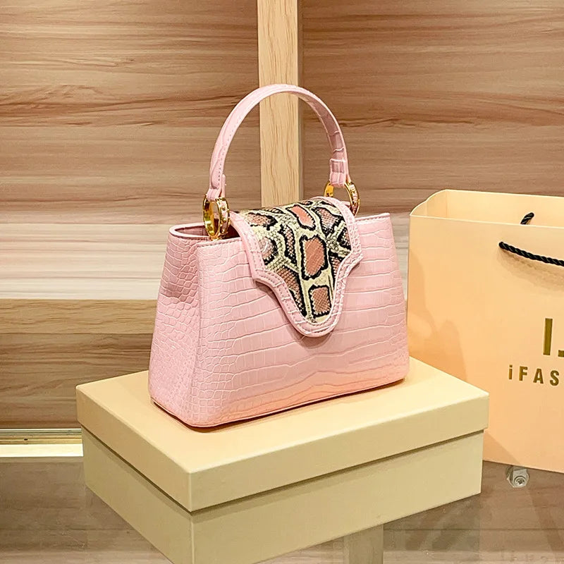 Luxury Designer Brand New High Quality Leather Snake Crocodile Handbag Women's Fashion Shoulder Crossbody Bag Bolsos De Mujer