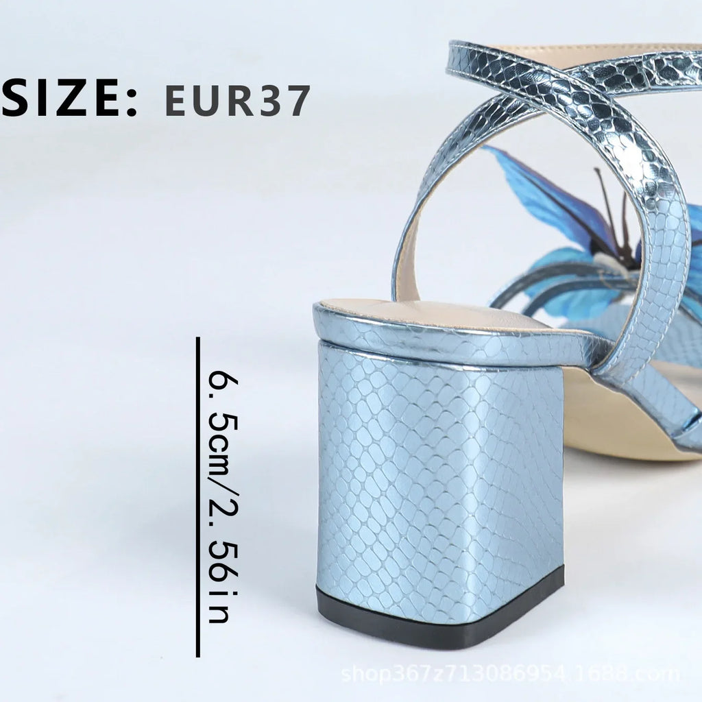 Ladies High Heels 3D Orchid Square Head Chunky Heel Spring Summer Fashion Party Wedding Campus Apricot Sandals Roman Style