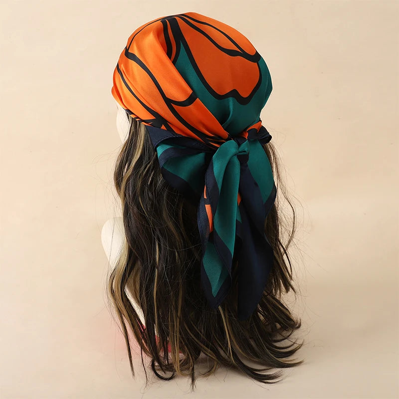 2025 Luxury 70cm Silk Square Scarf Women Print Satin Neck Tie Female Hair Wrist Bandana Headkerchief Shawl Wrap Hijab Echarpe