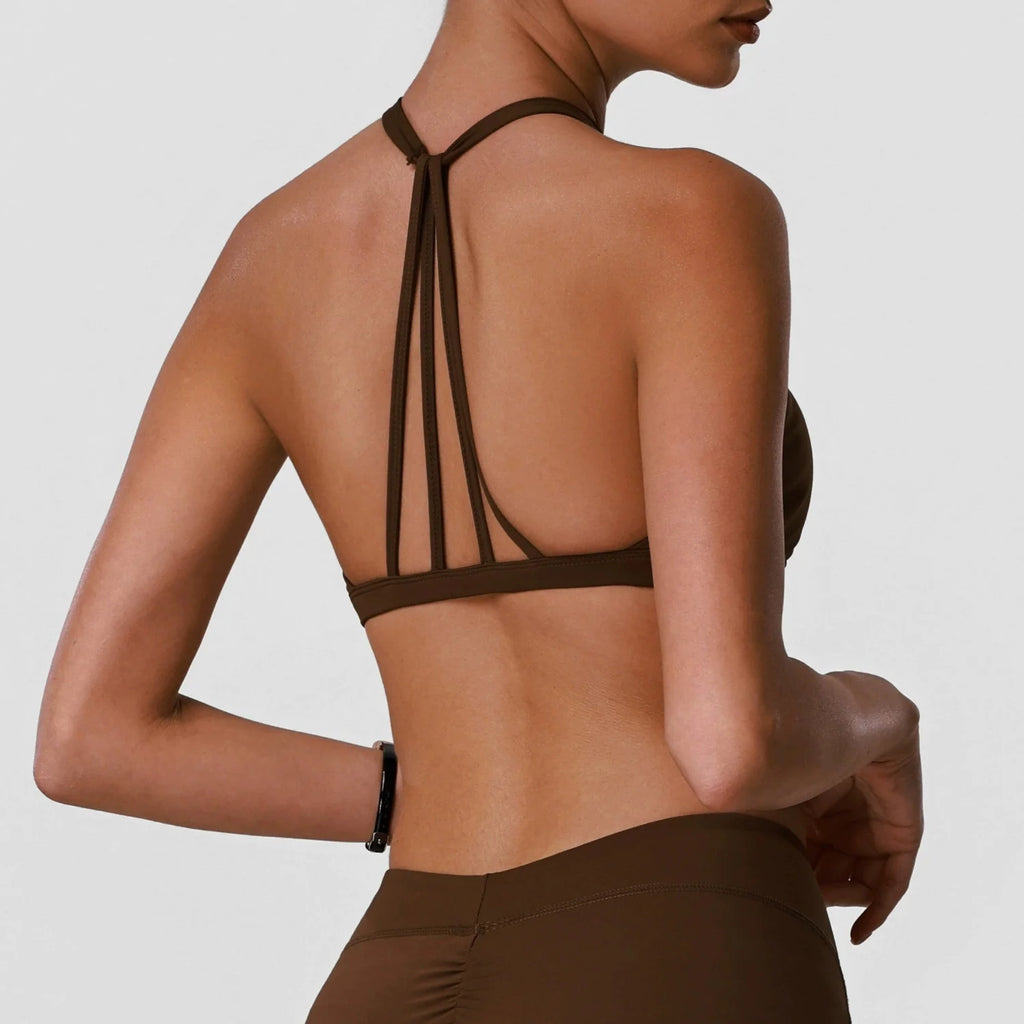 sm2631 High Strength Shockproof Sports Bra Sexy Halter Beautiful Back Quick Dry Women Running Fitness Yoga Bra With Chest Pad