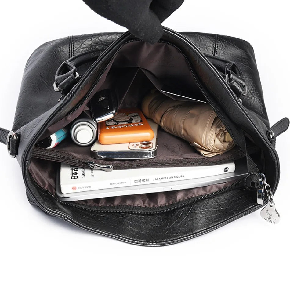 Genuine Brand Soft Pu Leather HandBags Designer Top-Handle Bags Shoulder Crossbody Bags for Women Large Capacity Casual Tote Sac