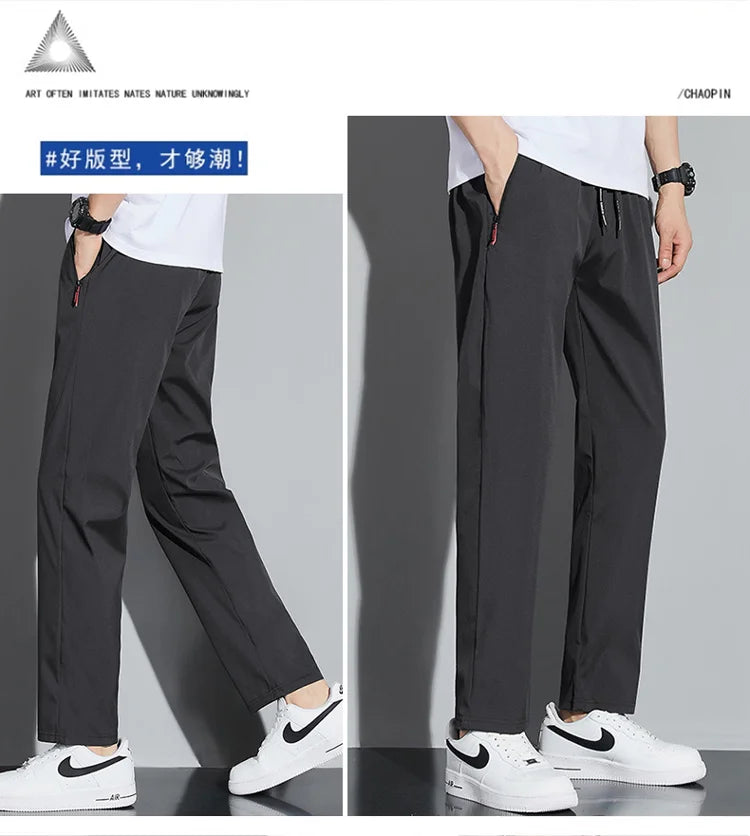 Men's Casual Pants Business Stretch Slim Fit Elastic Waist Jogger Korean Classic Blue Black Gray Male Brand Trousers