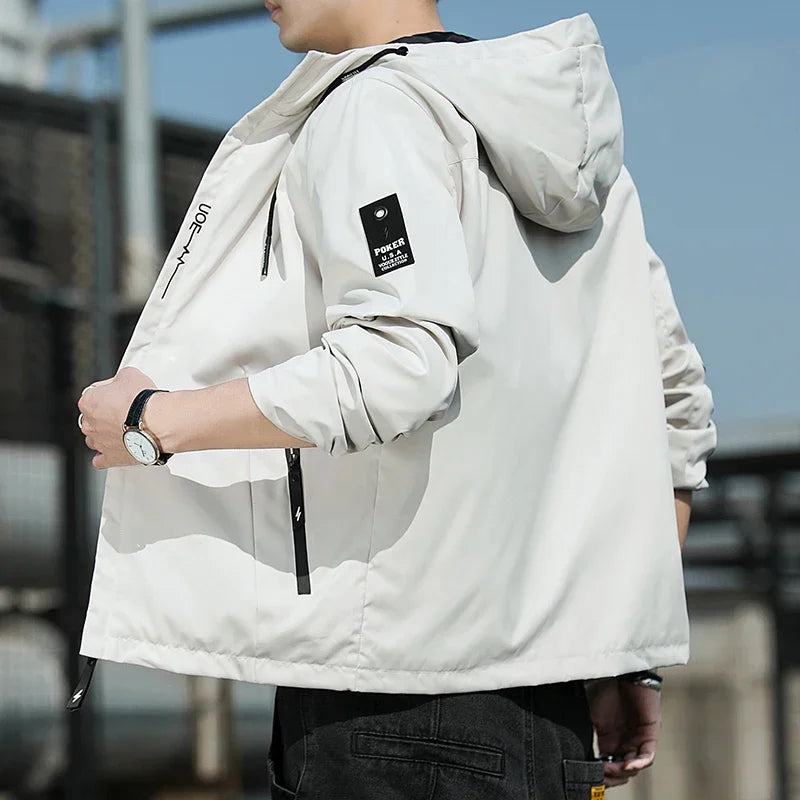 NewMen Long Sleeve Hip Hop Streetwear Coats Spring Men's Bomber Jackets Fashion Korean with Hood Golf Windbreaker Aviator Jacket