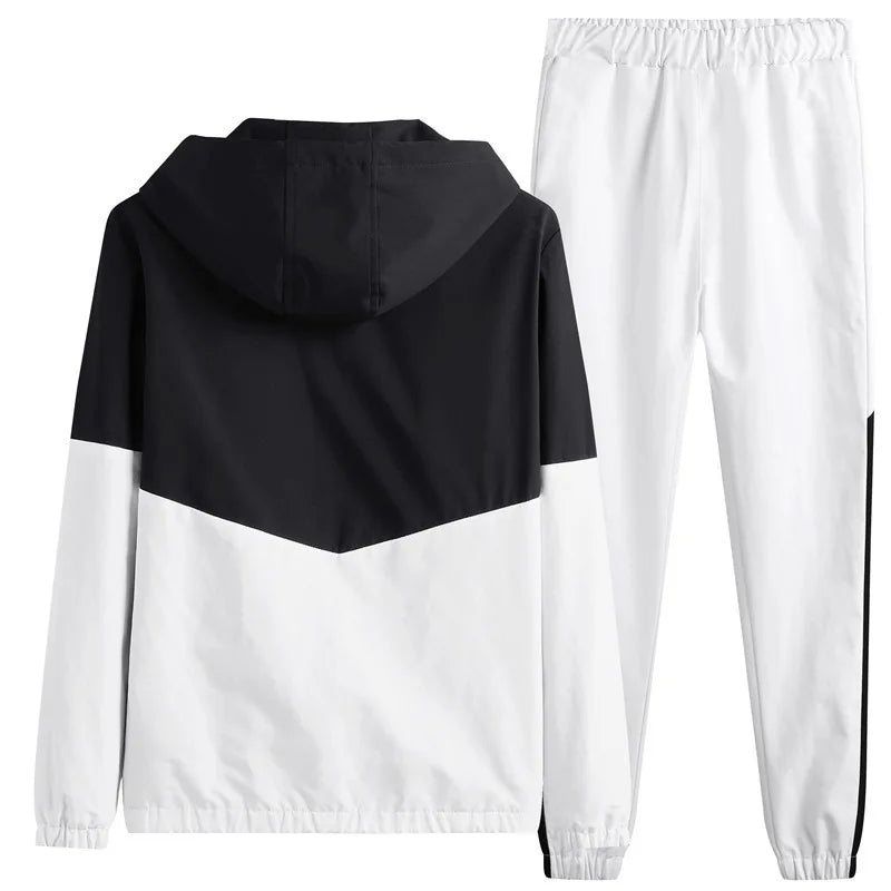 M-6XL New Men's Sportswear Set from Japan South Korea Autumn Casual Wear Men's Hooded Jacket Leg Tied Pants Trendy Casual Suit