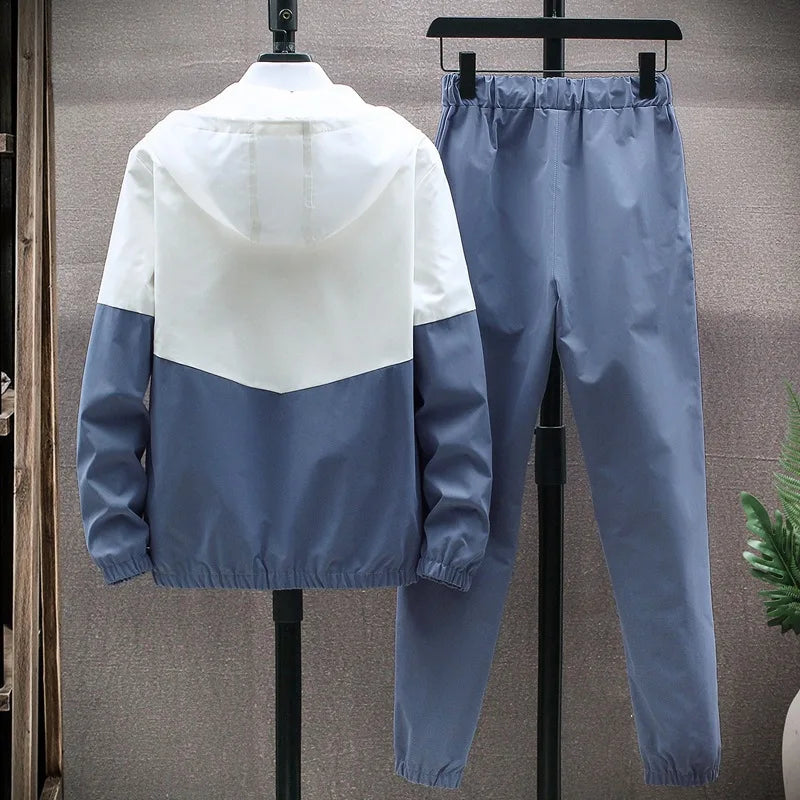 M-6XL New Men's Sportswear Set from Japan South Korea Autumn Casual Wear Men's Hooded Jacket Leg Tied Pants Trendy Casual Suit