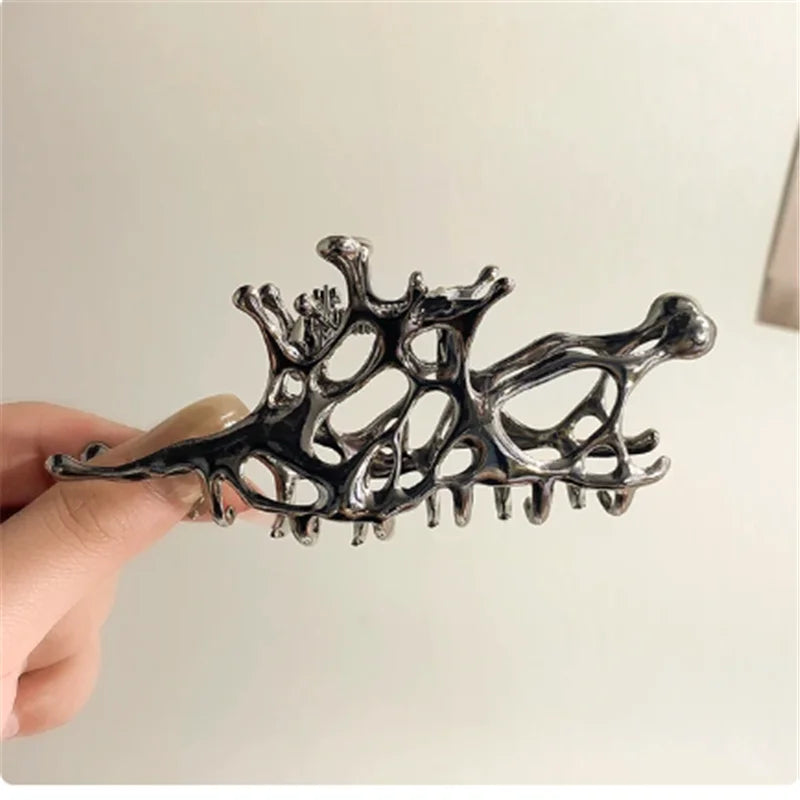 Fashion Gothic geometric metal hair clip shark women's hair clip: anti slip grip, suitable for all hairstyles