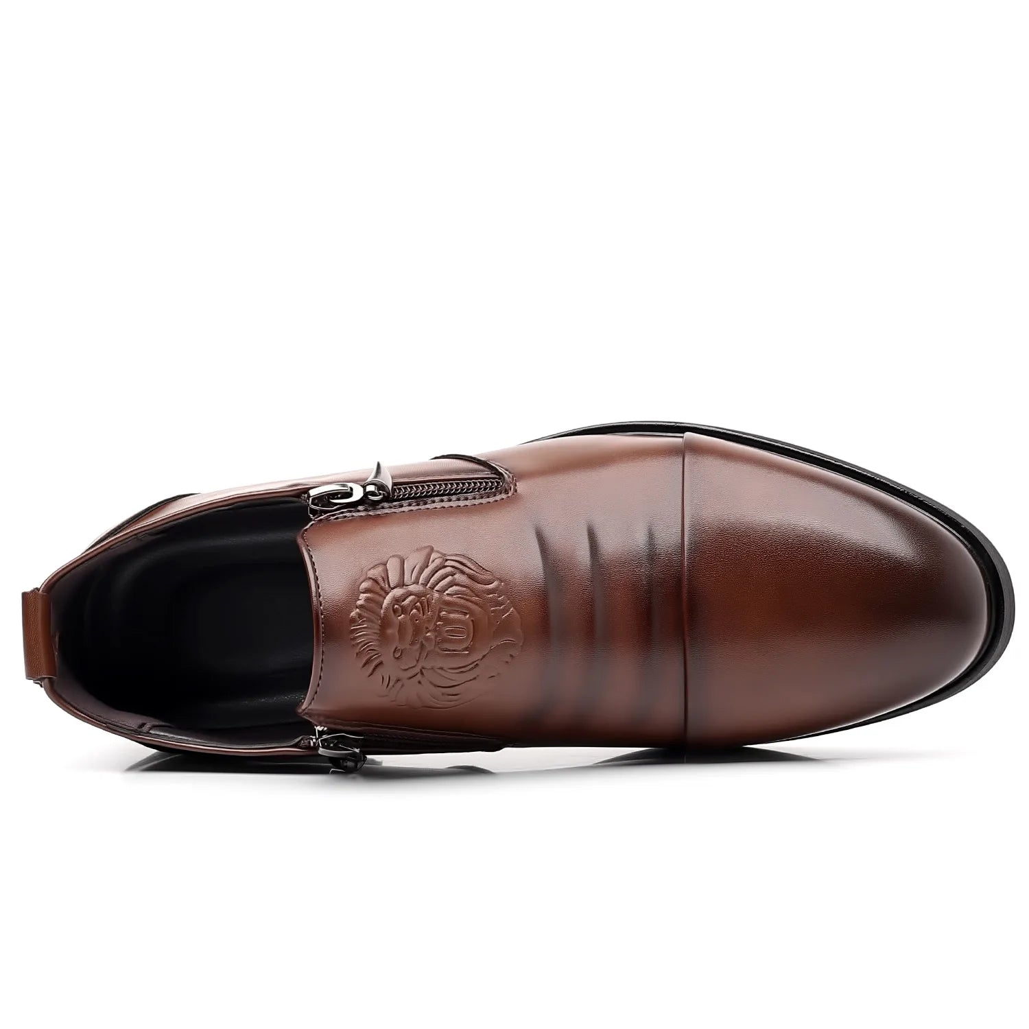 Luxury Men Oxford Shoes Retro Lion Head Zip Men Dress Shoes Office Business Loafer High Quality Men Party Wedding Shoes 2024 New
