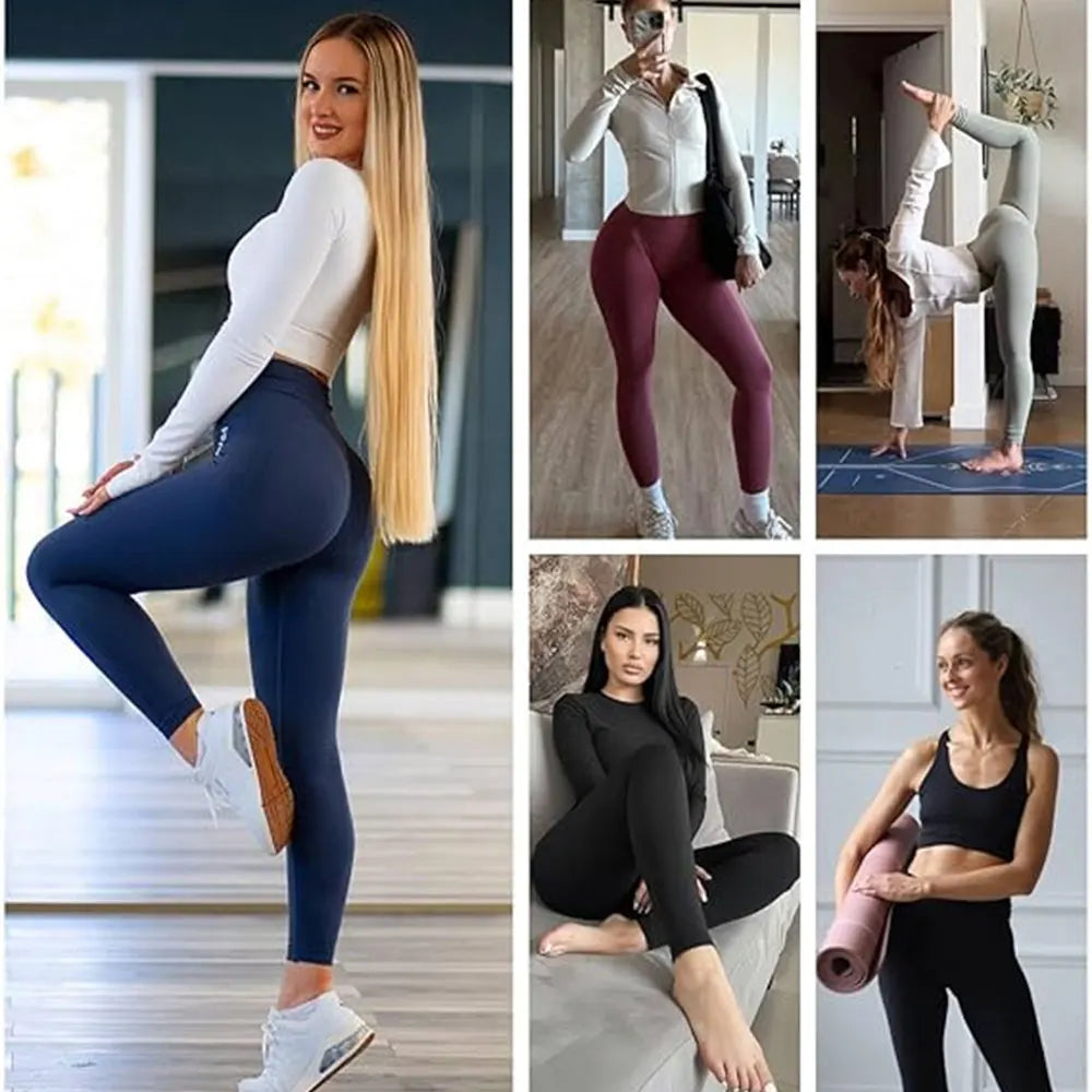 Black Sexy High Waisted Legging Peach Butt Soft Body Naked Feel Moisture WickingYoga Pants Women's Plus Size Fitness Sportswear