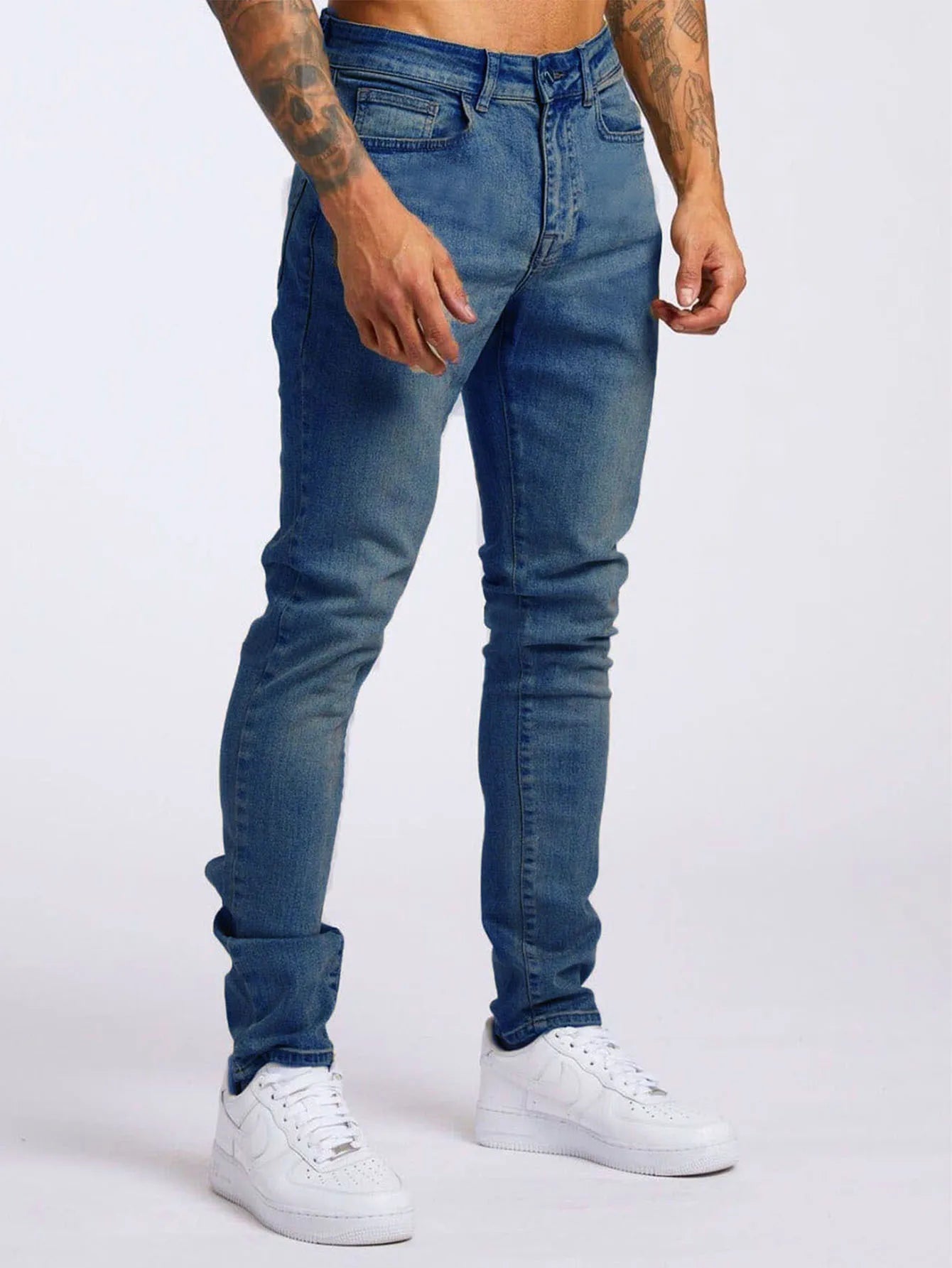 New Stretch Men's Jeans Washed Motorcycle Trousers Vintage Man Cowboy Pants Punk Loose Straight Retro Baggy Designer Casual Goth