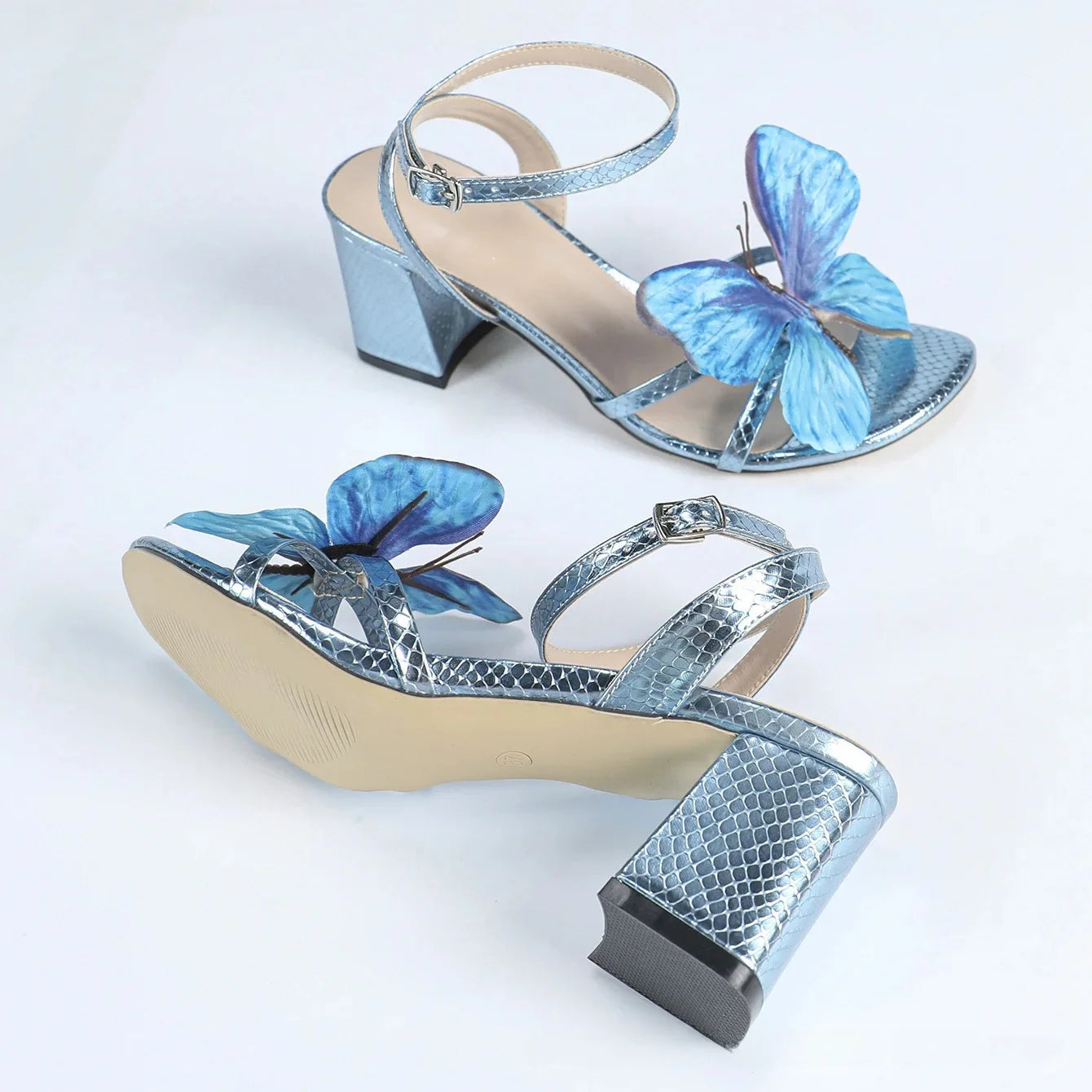 Ladies High Heels 3D Orchid Square Head Chunky Heel Spring Summer Fashion Party Wedding Campus Apricot Sandals Roman Style