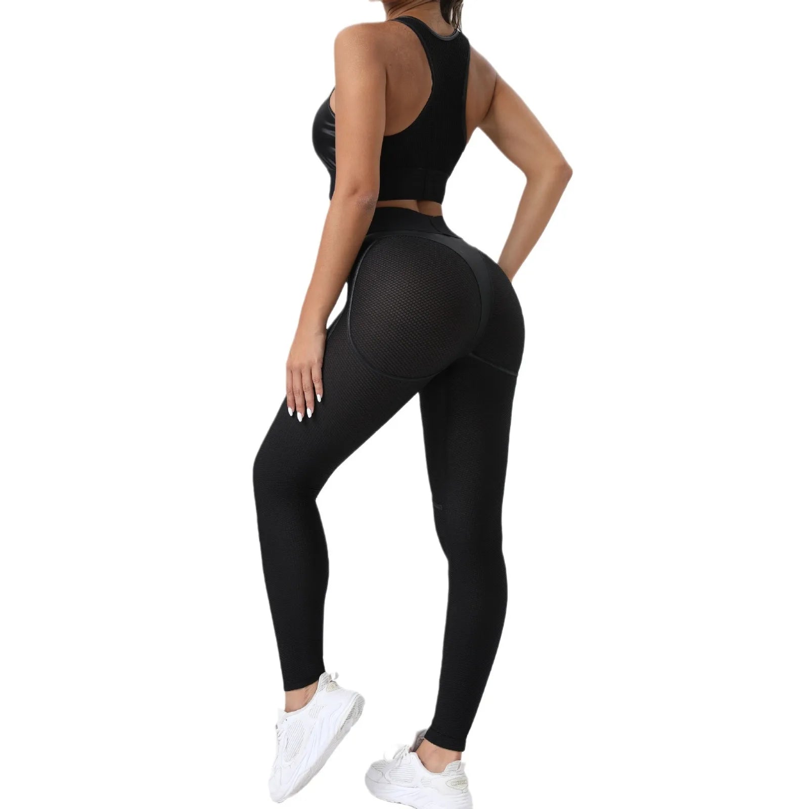 Woman Gym Push Up Sexy Woman Clothing Mesh Transparent Thong Female Legging Yoga Workout Women Pants High Waist Tights Yoga Set