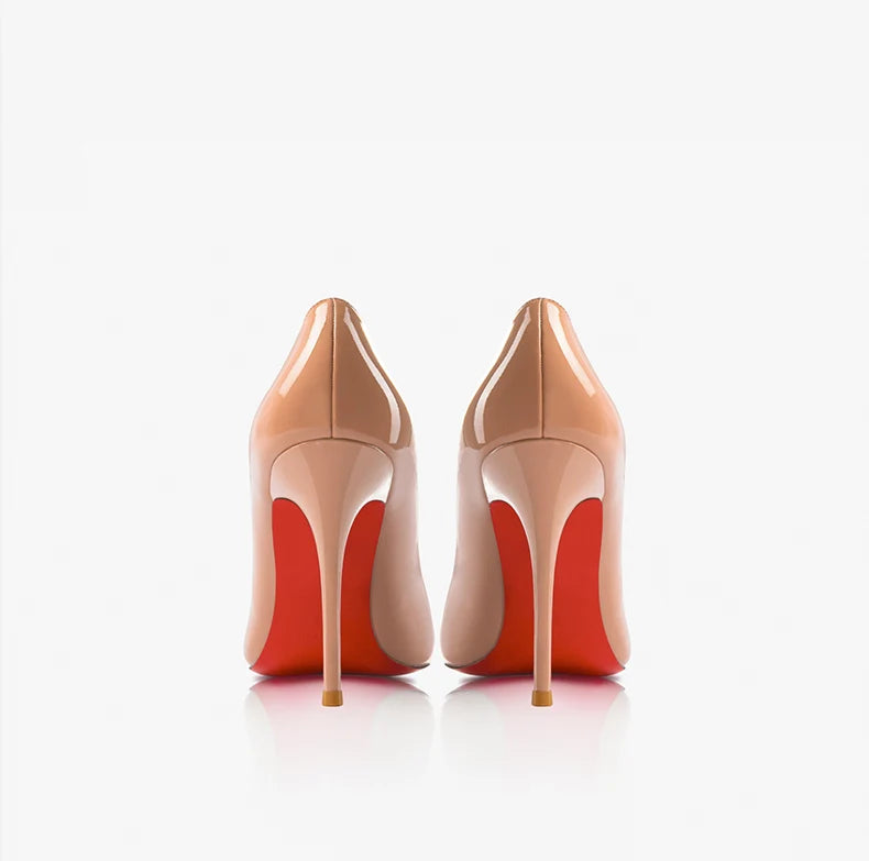 Women Heels Naked Color Women's Elegant High Heel Luxury Black Shoes Woman 2026 Red Shiny Bottoms Pointed Toe Party Ladies Women