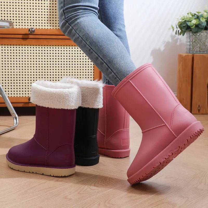 2025 New Women's Fashionable Low-Cut Soft-Soled Anti-Slip Rain Boots Waterproof Comfortable PVC Material for All Seasons