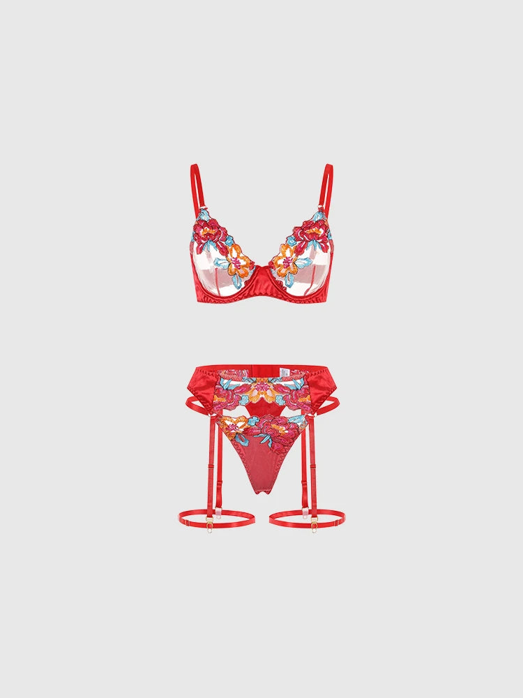 Women's embroidered bras come in underwire bra sets