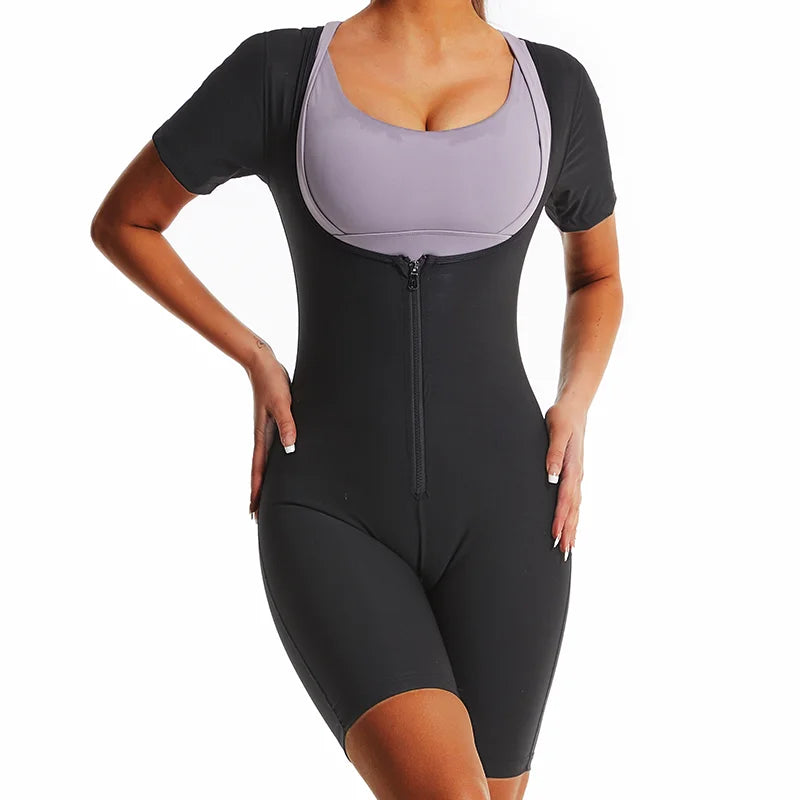 Women Compression Bodysuits Shapewear Sauna Suits Sweat Body Shaper Gym Fat Burning Waist Trimmer Belly Weight Loss Sportswear