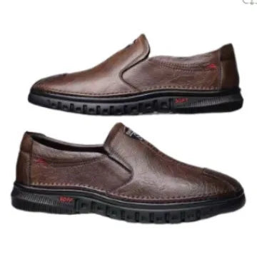 Men's Casual Breathable Leather Surface Shoes Soft Bottom Fashion Business Shoes for Middle-Aged And Elderly Fathers