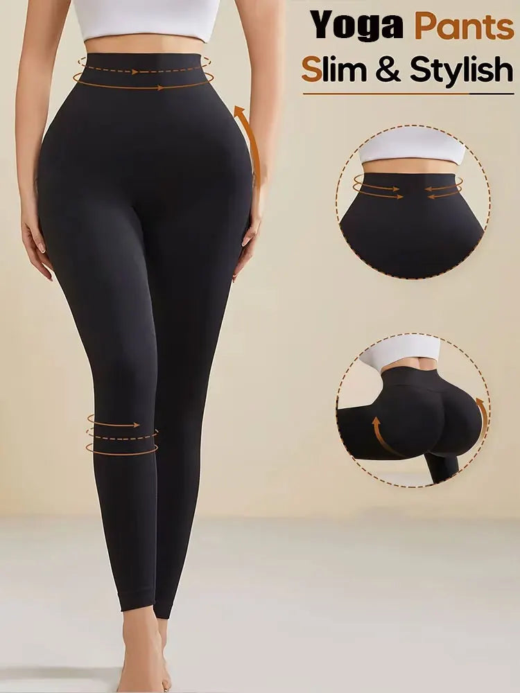 Black Sexy High Waisted Legging Peach Butt Soft Body Naked Feel Moisture WickingYoga Pants Women's Plus Size Fitness Sportswear