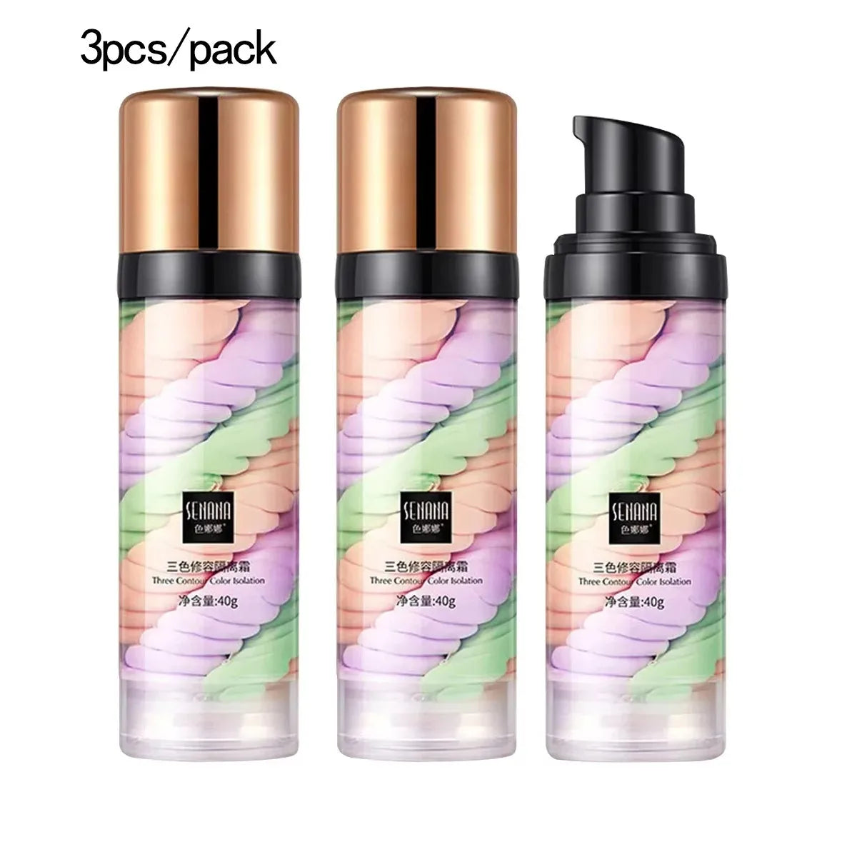 40G/Bottle Three-Color Isolation Cream, Facial Isolation Concealer Cream, Base Makeup Lotion, Breathable Brightening Cream, Bb Cream, Lightweight
