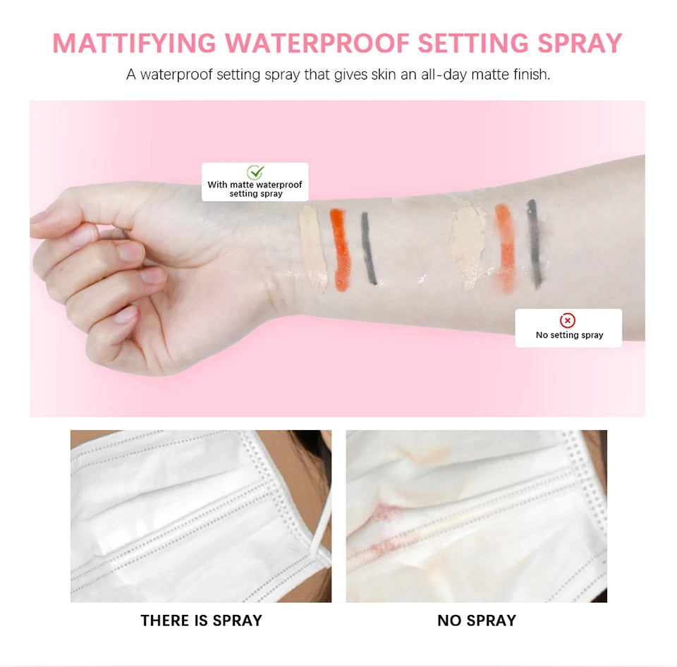 Waterproof Makeup Setting Spray Matte Finish Oil Control Non Sticky Long Wearing Smudge Proof Cosmetic Fixer For All Skin