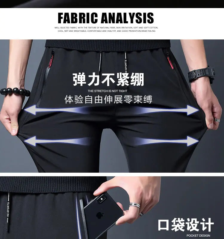 Men's Casual Pants Business Stretch Slim Fit Elastic Waist Jogger Korean Classic Blue Black Gray Male Brand Trousers
