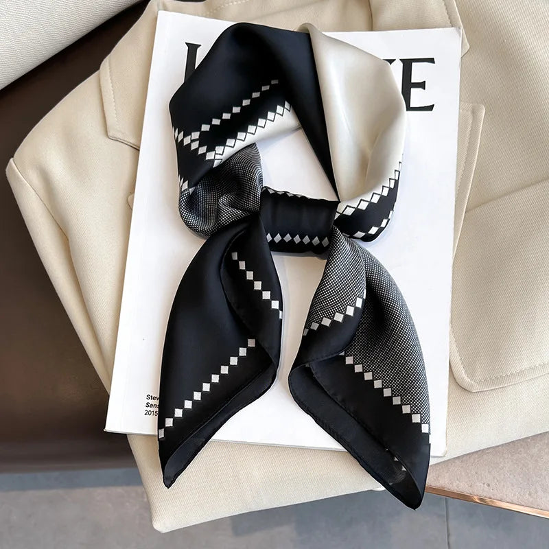 2025 Luxury 70cm Silk Square Scarf Women Print Satin Neck Tie Female Hair Wrist Bandana Headkerchief Shawl Wrap Hijab Echarpe