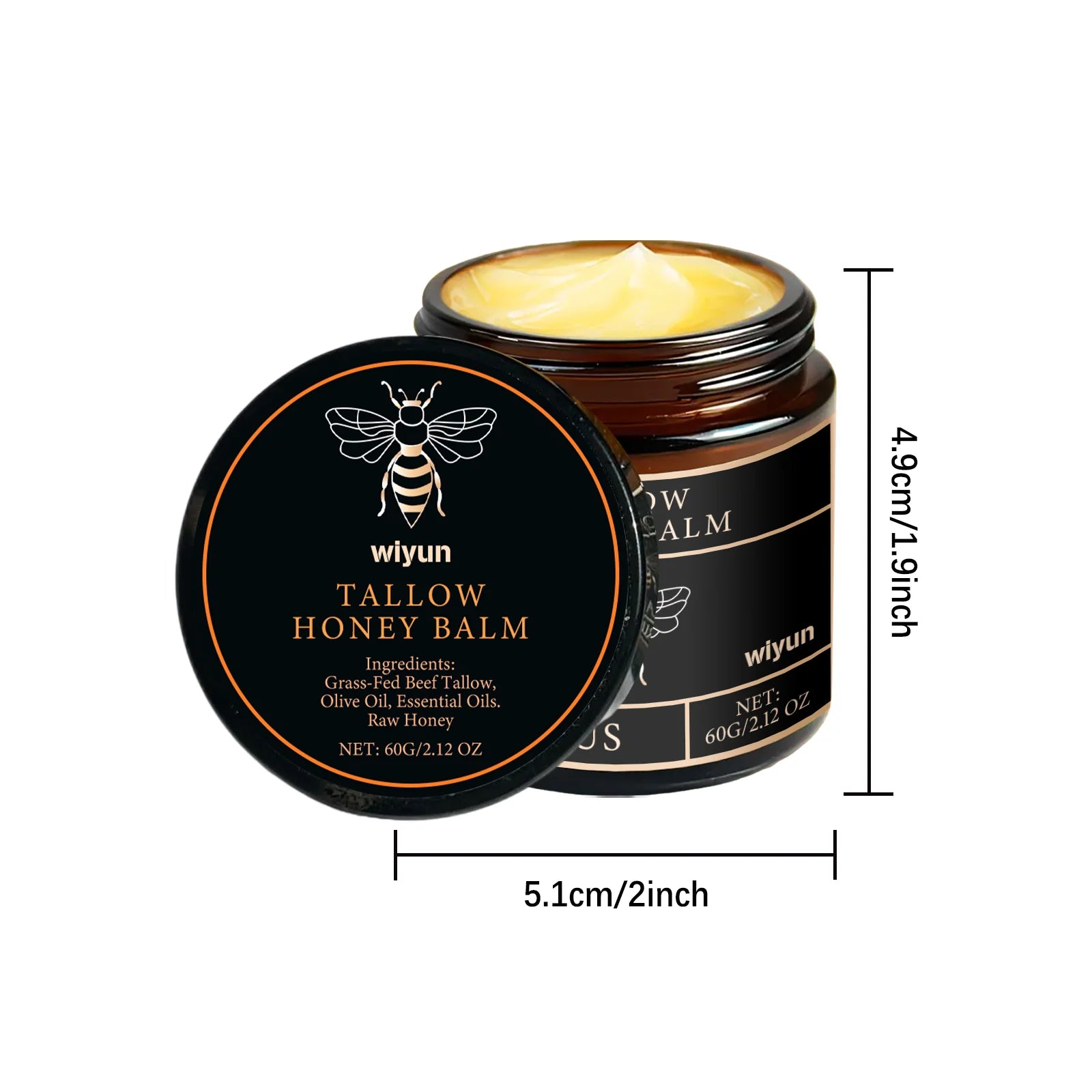 Hotfashionitems Tallow Honey Cream moisturizer for women, glowing and hydrating skin with a creamy texture in a jar.