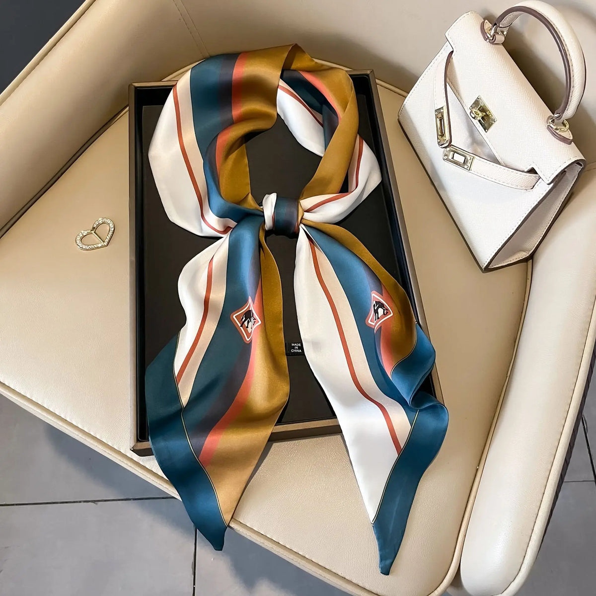 Luxury Long Neckerchief Skinny Hair Bands Women Silk Scarfs Fashion Headbands Bag Scarves Print Hairband Neck Scarf For Ladies