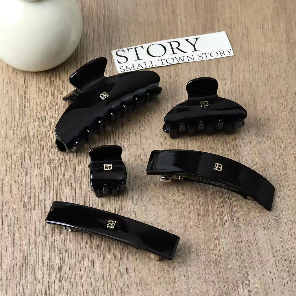 Korean Version of Letter B Hairpin Acetic Acid Arc Grab Clip Girl High Ponytail Premium Hair Accessories Crab Hair Claws