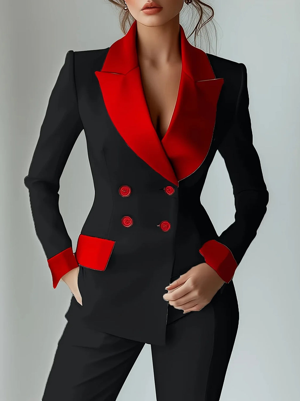 2025 New Fashionable Petal Sleeve Long Sleeve Button Single Piece Suit Collar Splicing Pocket Small Suit Small Suit