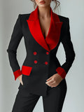 2025 New Fashionable Petal Sleeve Long Sleeve Button Single Piece Suit Collar Splicing Pocket Small Suit Small Suit