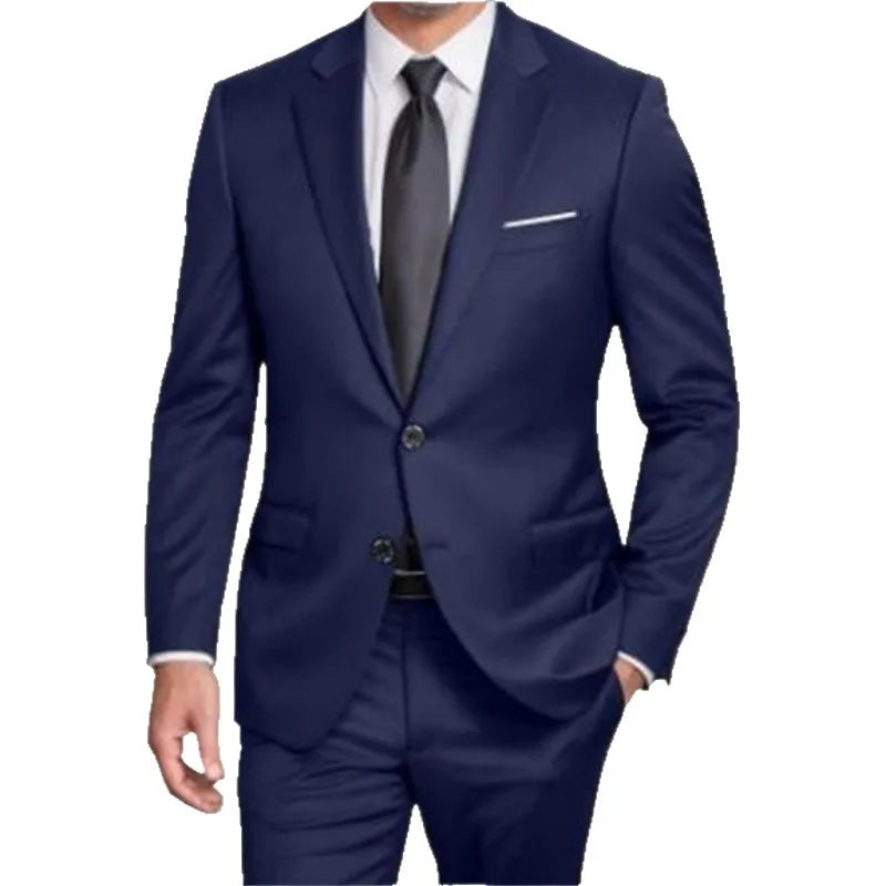 Men's Slim Fit Two-Piece Suit Set Casual Business Formal Wedding Groomsmen High-End Sensation Polyester Fashion Urban