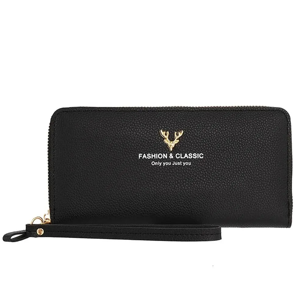 Fashion Zipper Long Wallet Large Capacity Leather Card Bag Long Purse Women