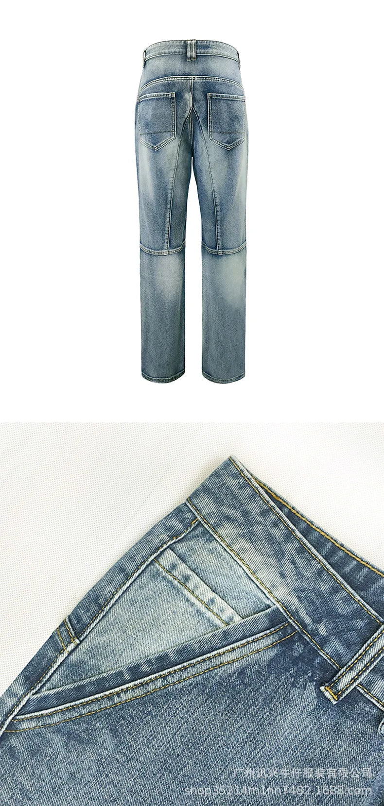 Jeans Men Long Pant Denim Pants Zipper Straight Trousers Pockets Splice Slim Fit Hole High Waist Casual Autumn spring 2026