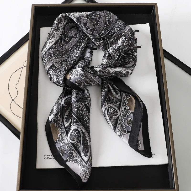 New Satin Shawl Design Wild leopard Print Silk Square Women neck scarves Wrap Headkerchief Beach Hair Band women's bandana