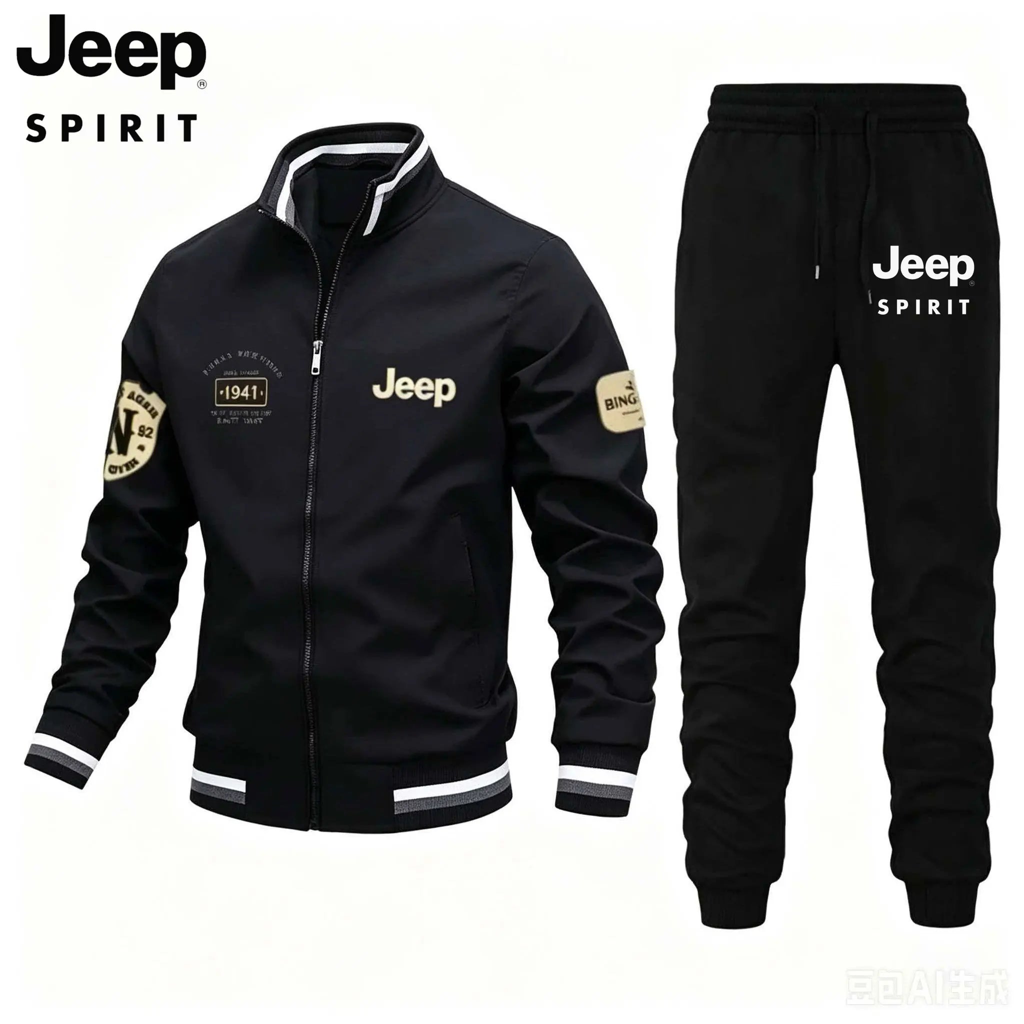 Brand new 2026 Jeep high-quality casual jacket set, with a stand-up collar, suitable for spring and autumn, ideal for outdoor ac