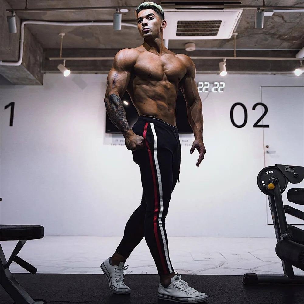 Black Joggers Sweatpants Men Casual Pants Gym Fitness Workout Sportswear Trousers Autumn Male Crossfit Running Sport Trackpants