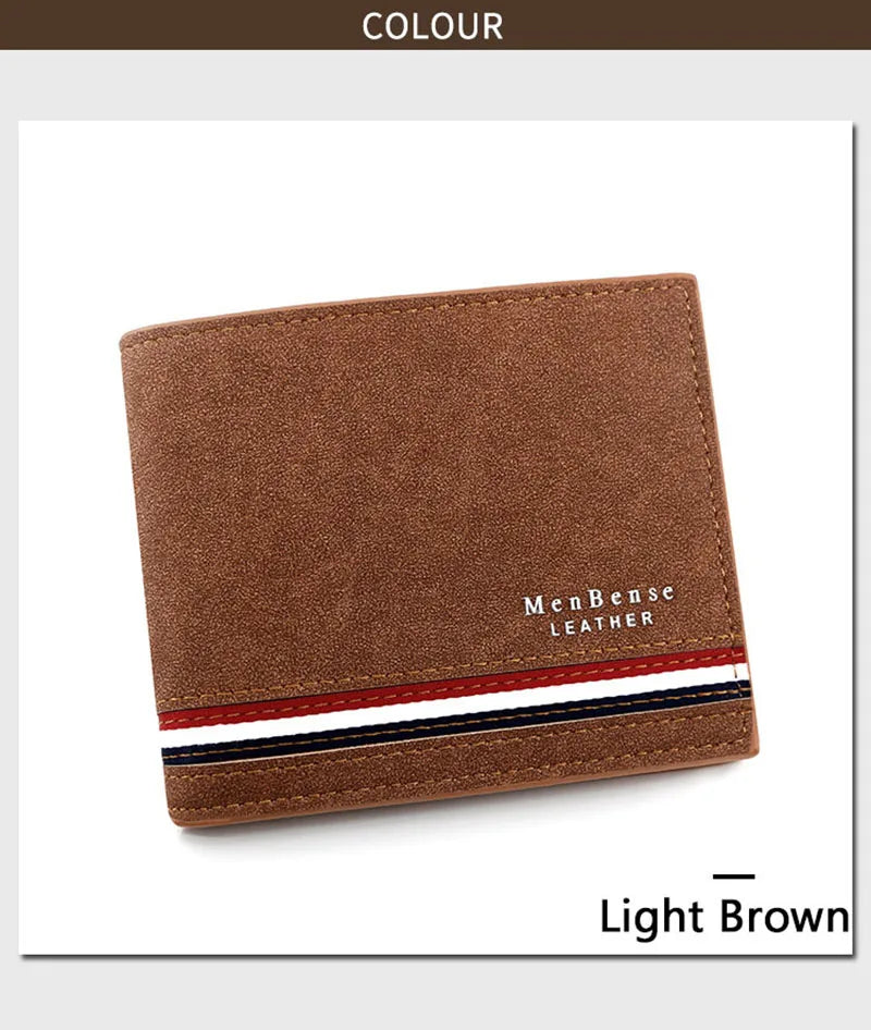 Luxury Men's Short Wallet - High Quality PU Leather Purse, Bifold Zipper Coin Pocket & Slim Card Holders with Money Clip