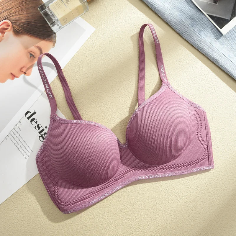 FINETOO Thickened Push-Up Bra for Women No Steel Padded Brassiere Anti-Sagging Underwear Sexy Backless Gather Bralette Lingerie