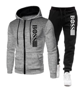 Two-piece Set of Warm Sportswear for Autumn and Winter, 2026New Style Fashionable Men's Zipper Hoodie + Casual Pants Set