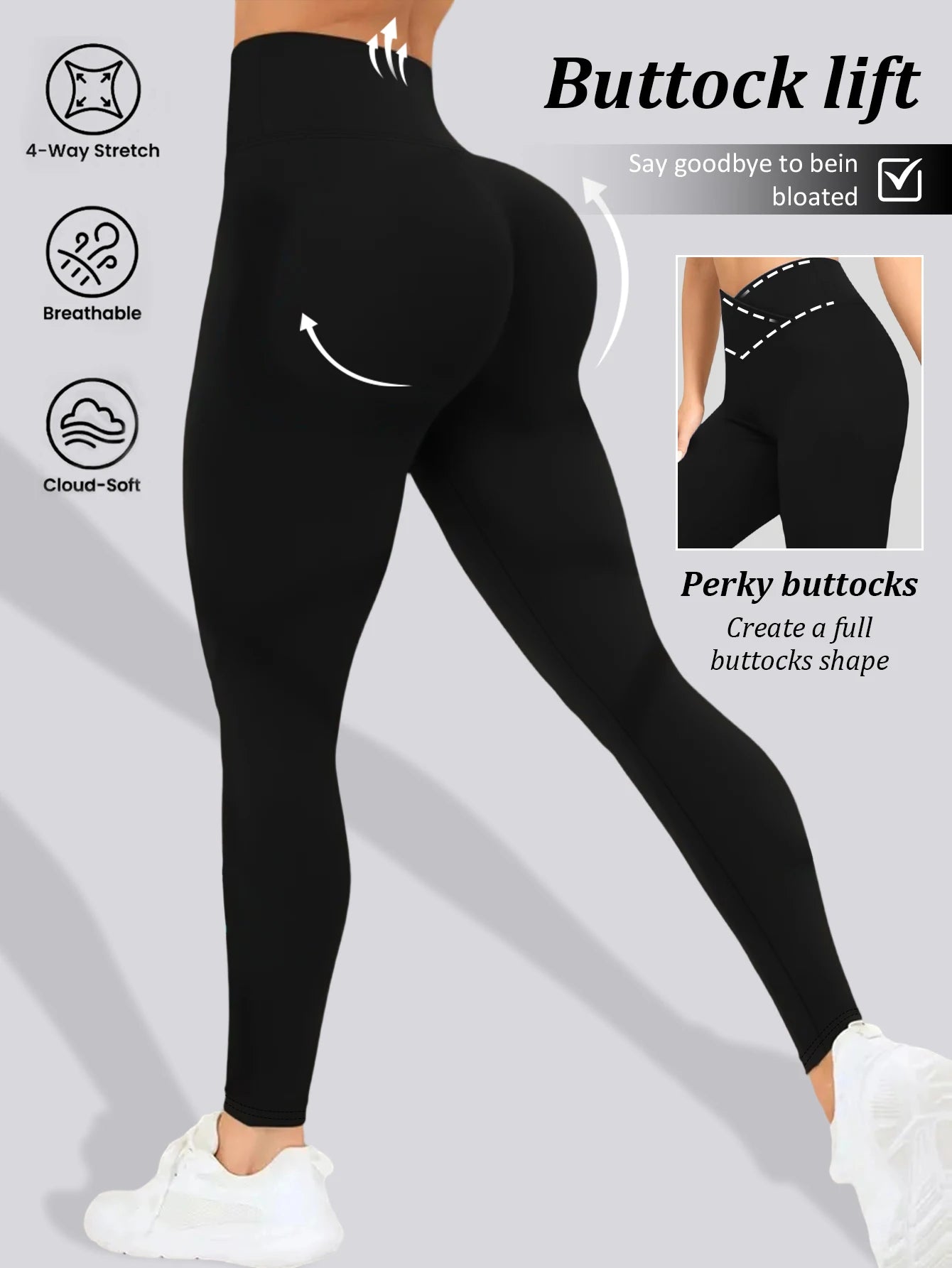 Cross Waist Skinny Leggings For Women Tummy Control Hip Lifting Workout Pants For Yoga Running Outdoor Cycling Daily Wear
